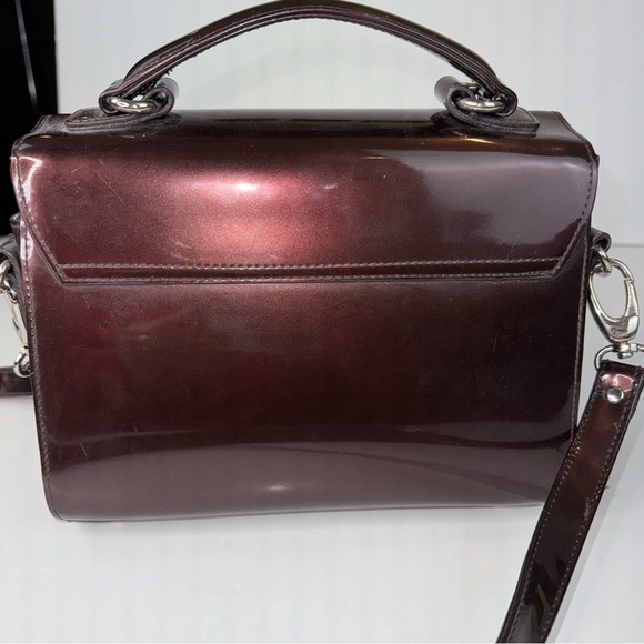 Beijo Brown Patent Top Handle Handbag Crossbody - Picture 6 of 16
